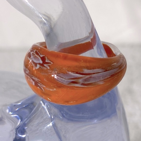 Vintage Art Glass Handmade Orange Red White Band Ring - Picture 2 of 12